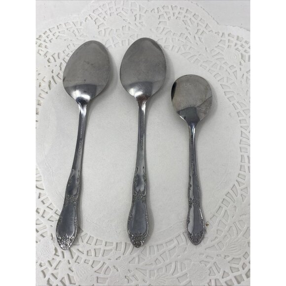 Rogers Oneida FENWAY Dream Glossy Stainless Set 2 Tablespoons & Sugar Spoon - Picture 2 of 5